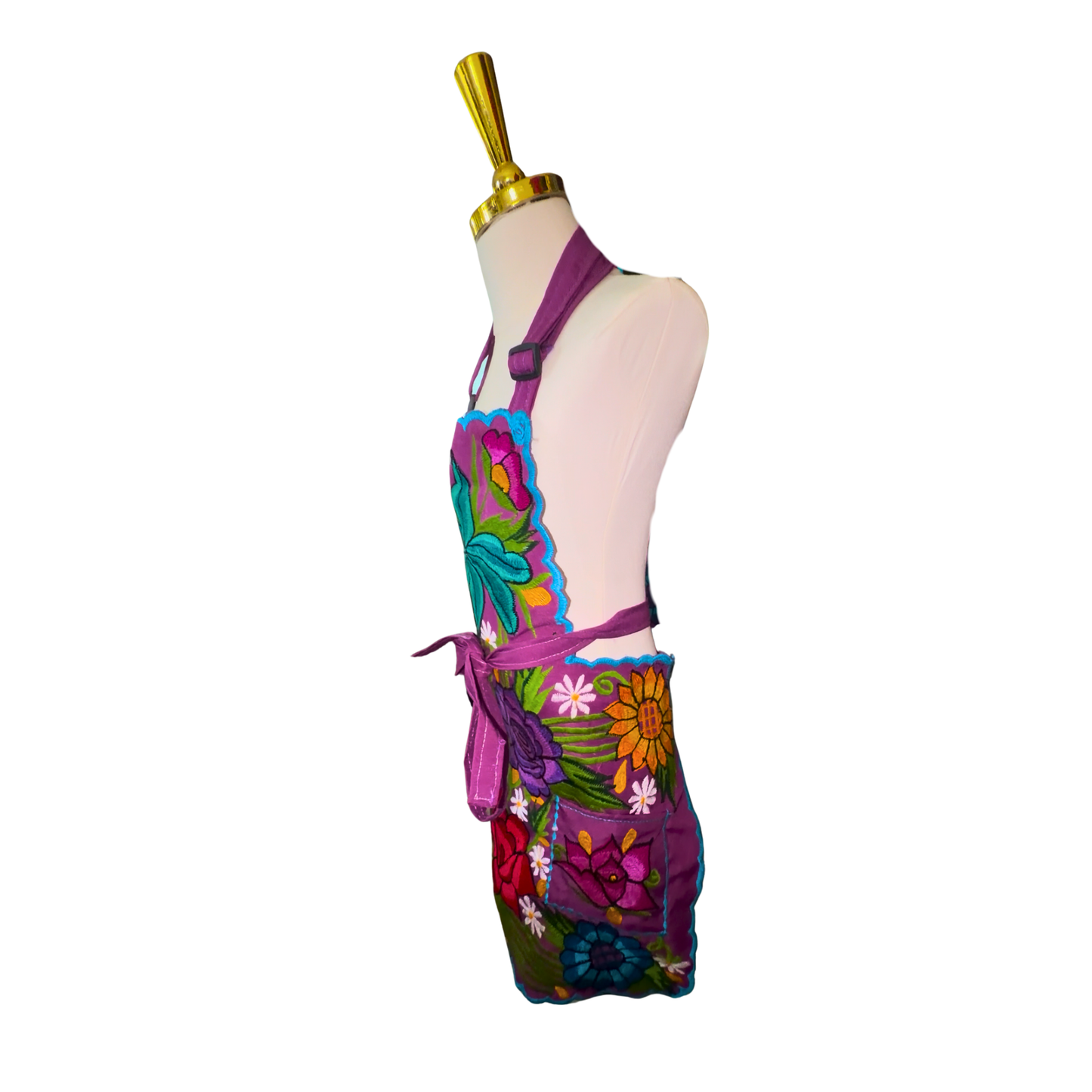 Kids Embroidered Purple Multicolor Apron