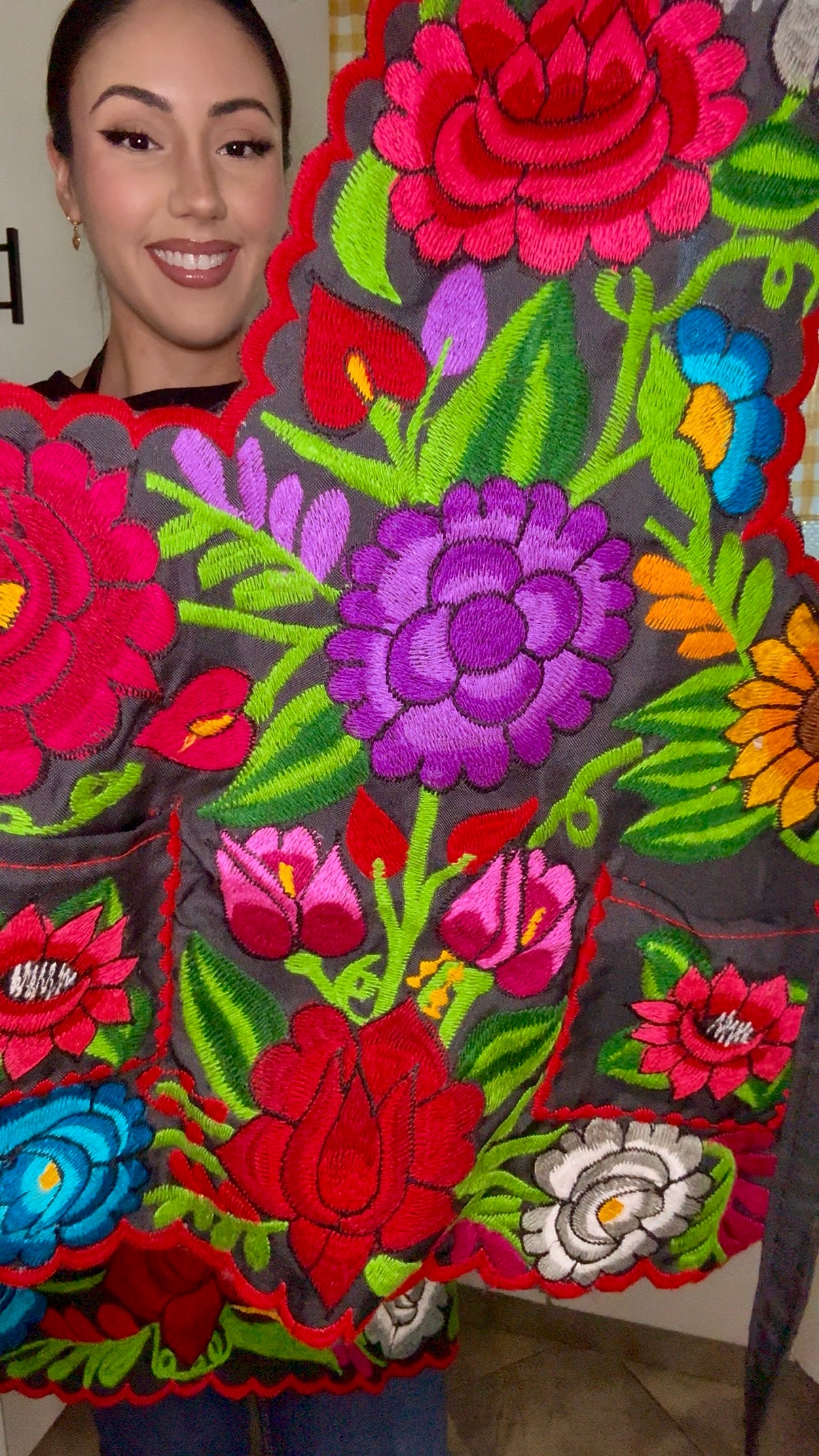 Kid's Black Mexican Embroidery Apron