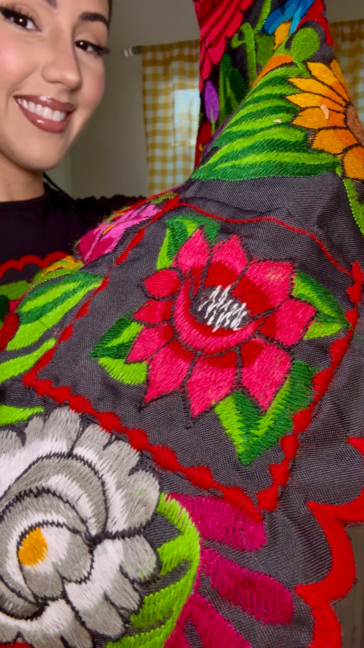 Kid's Black Mexican Embroidery Apron