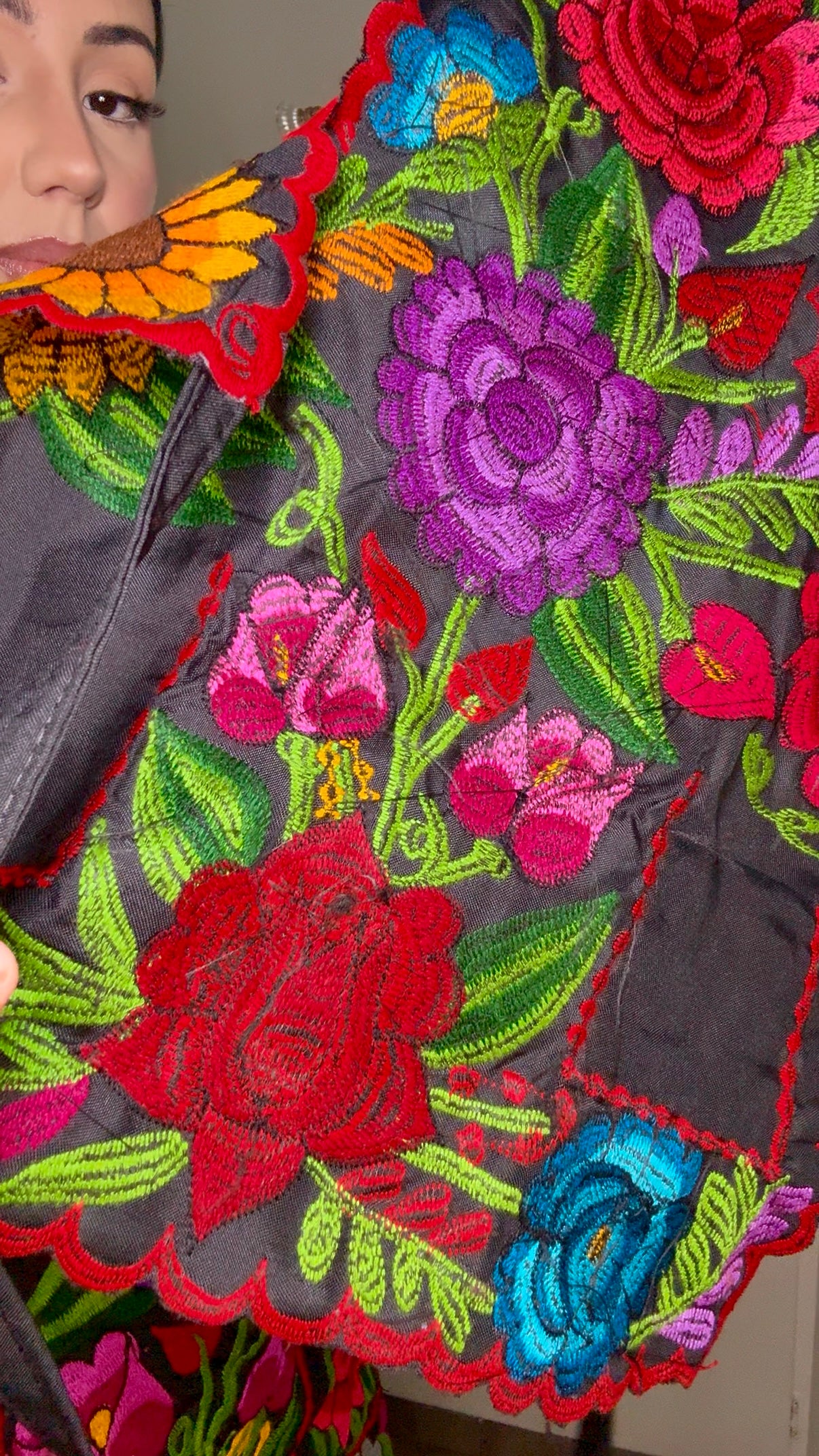 Kid's Black Mexican Embroidery Apron
