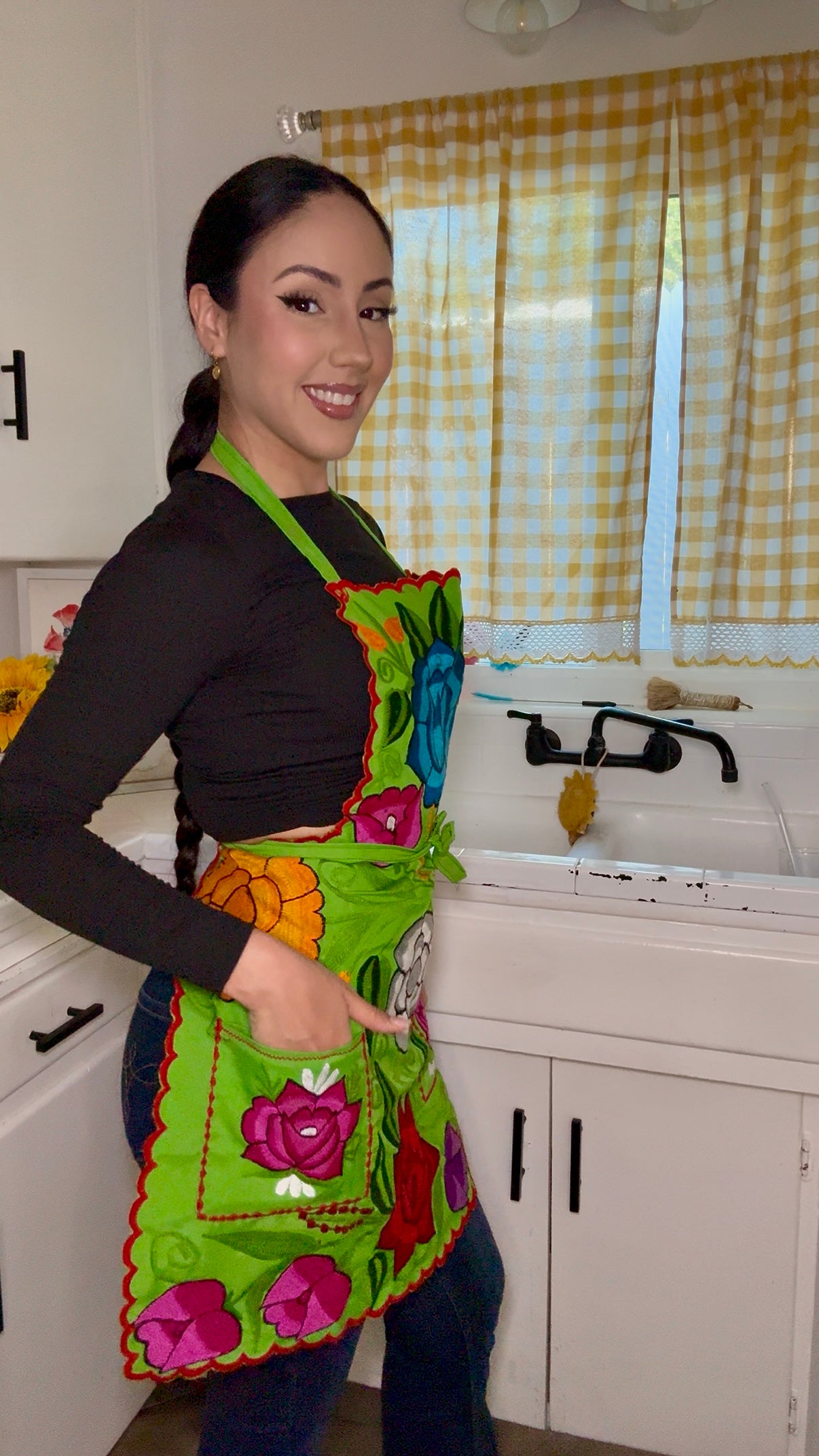 Green/Verde Mexican Embroidery Apron