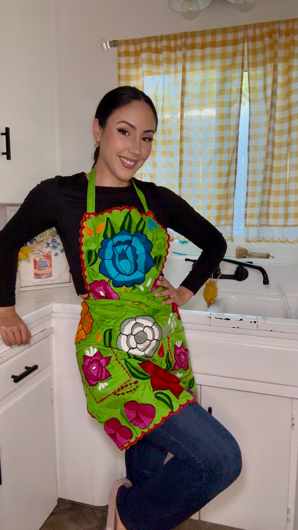 Green/Verde Mexican Embroidery Apron