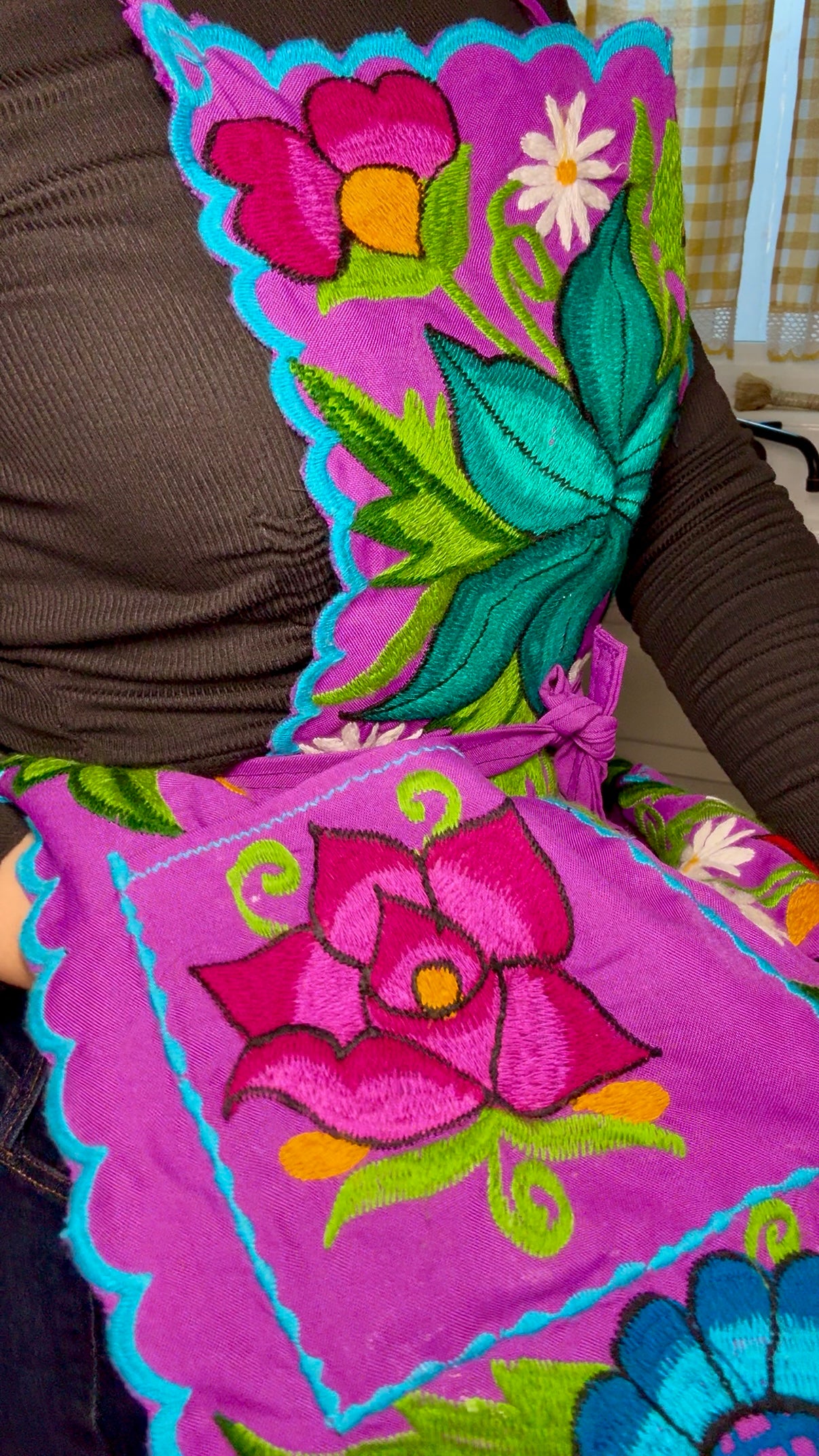 Purple/Morado Mexican Embroidery Apron