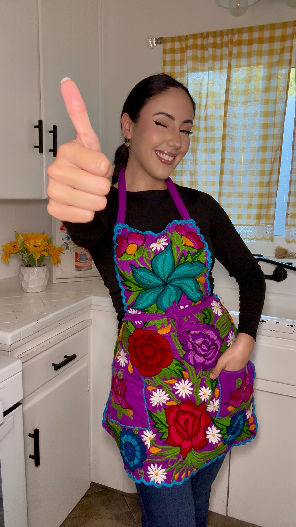 Purple/Morado Mexican Embroidery Apron