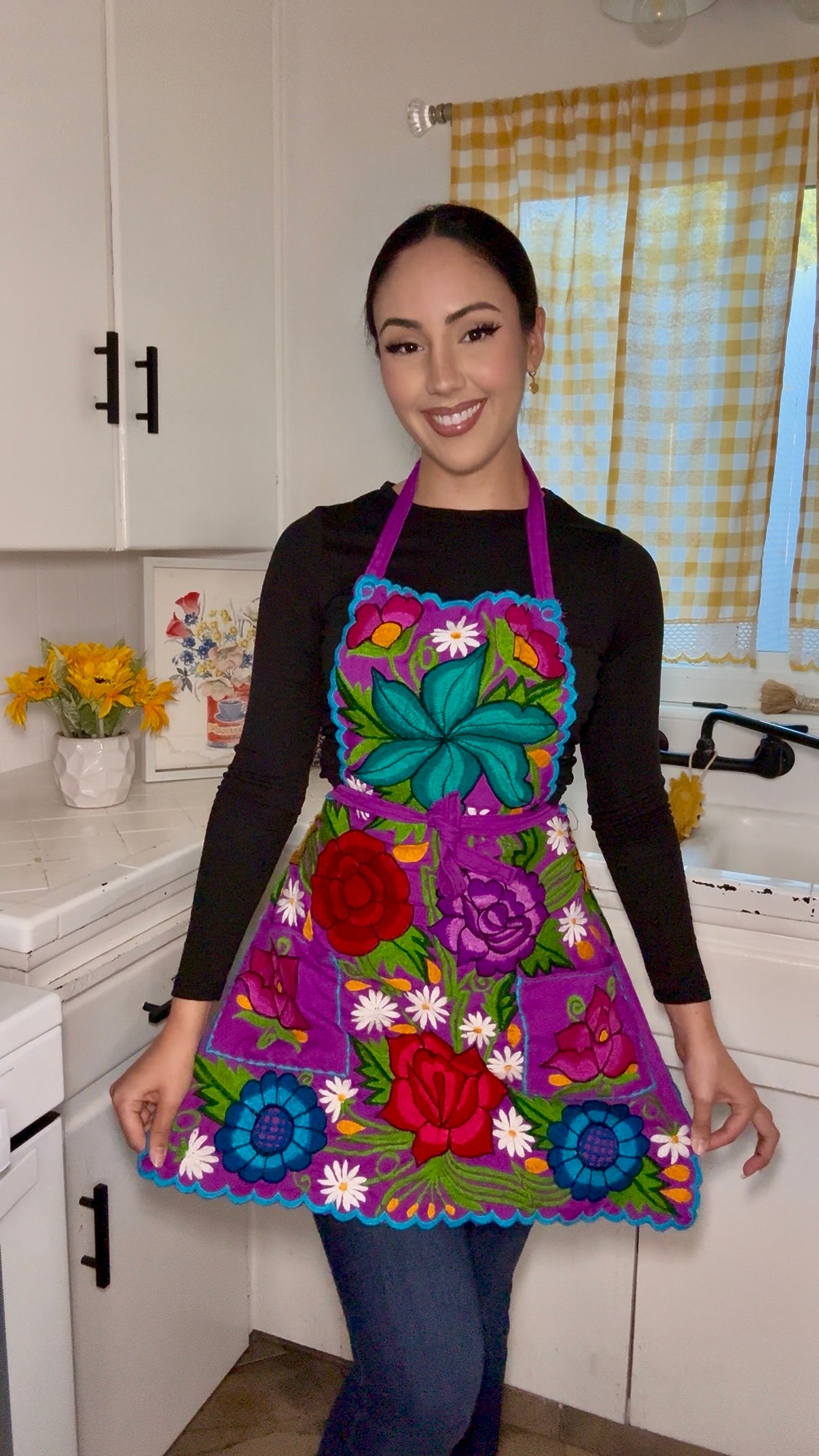 Purple/Morado Mexican Embroidery Apron