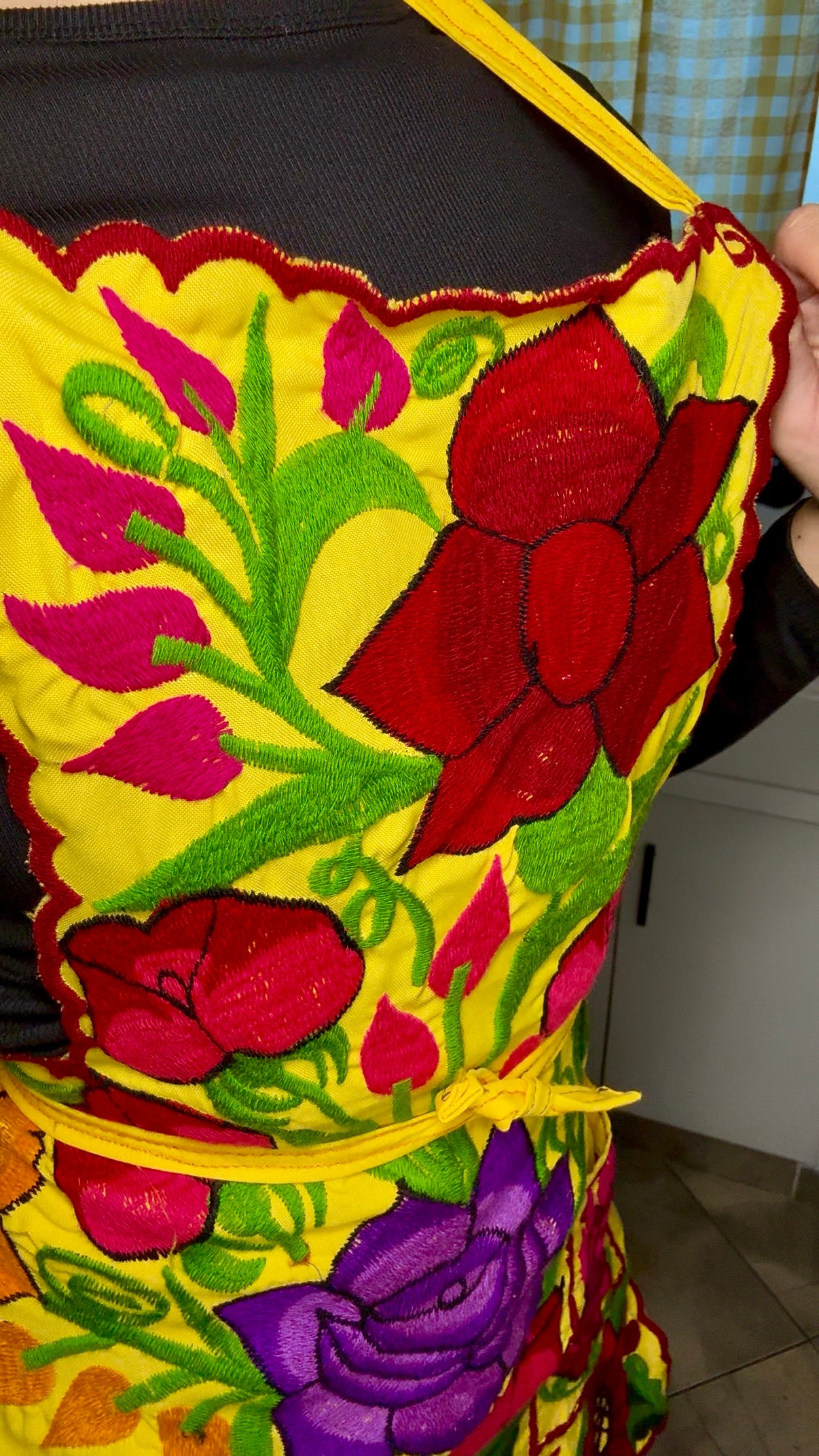 Yellow Mexican Embroidery Apron