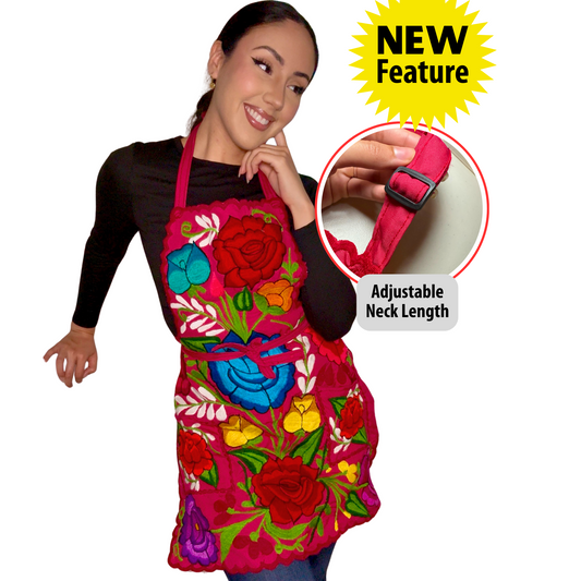 Pink Mexican Embroidery Apron
