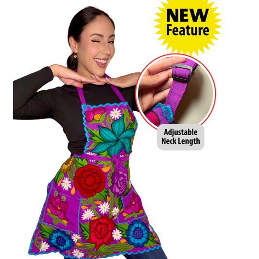 Purple/Morado Mexican Embroidery Apron
