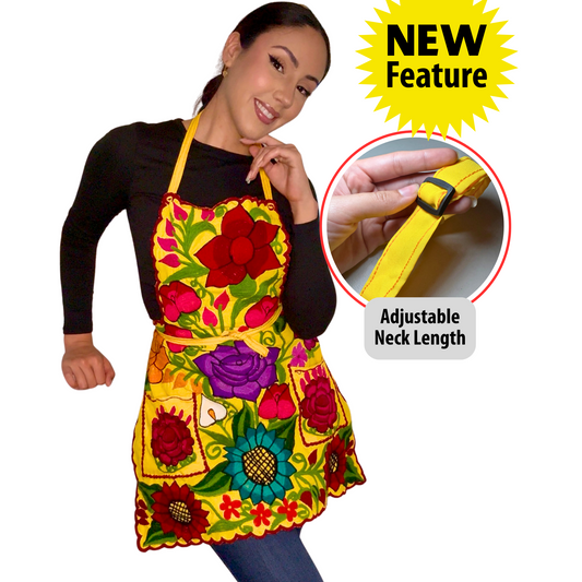 Yellow Mexican Embroidery Apron