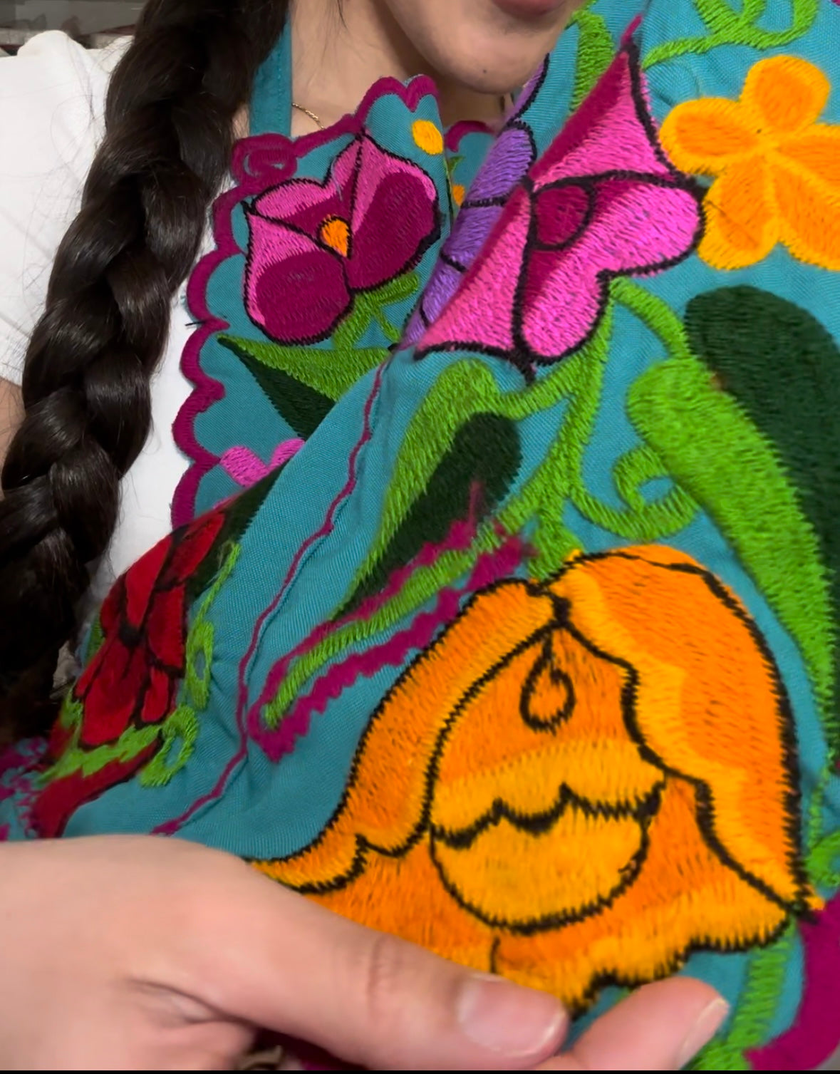 Blue Mexican Embroidery Apron