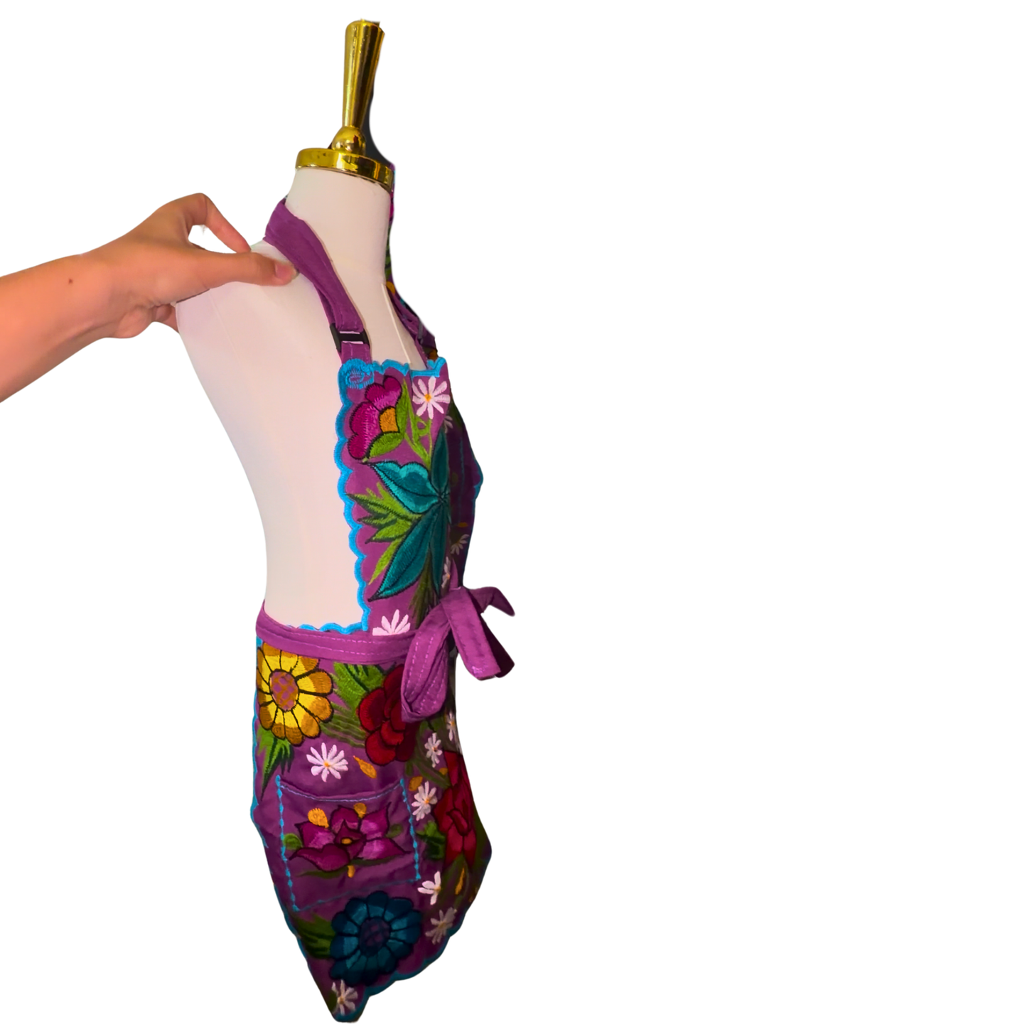 Kids Embroidered Purple Multicolor Apron