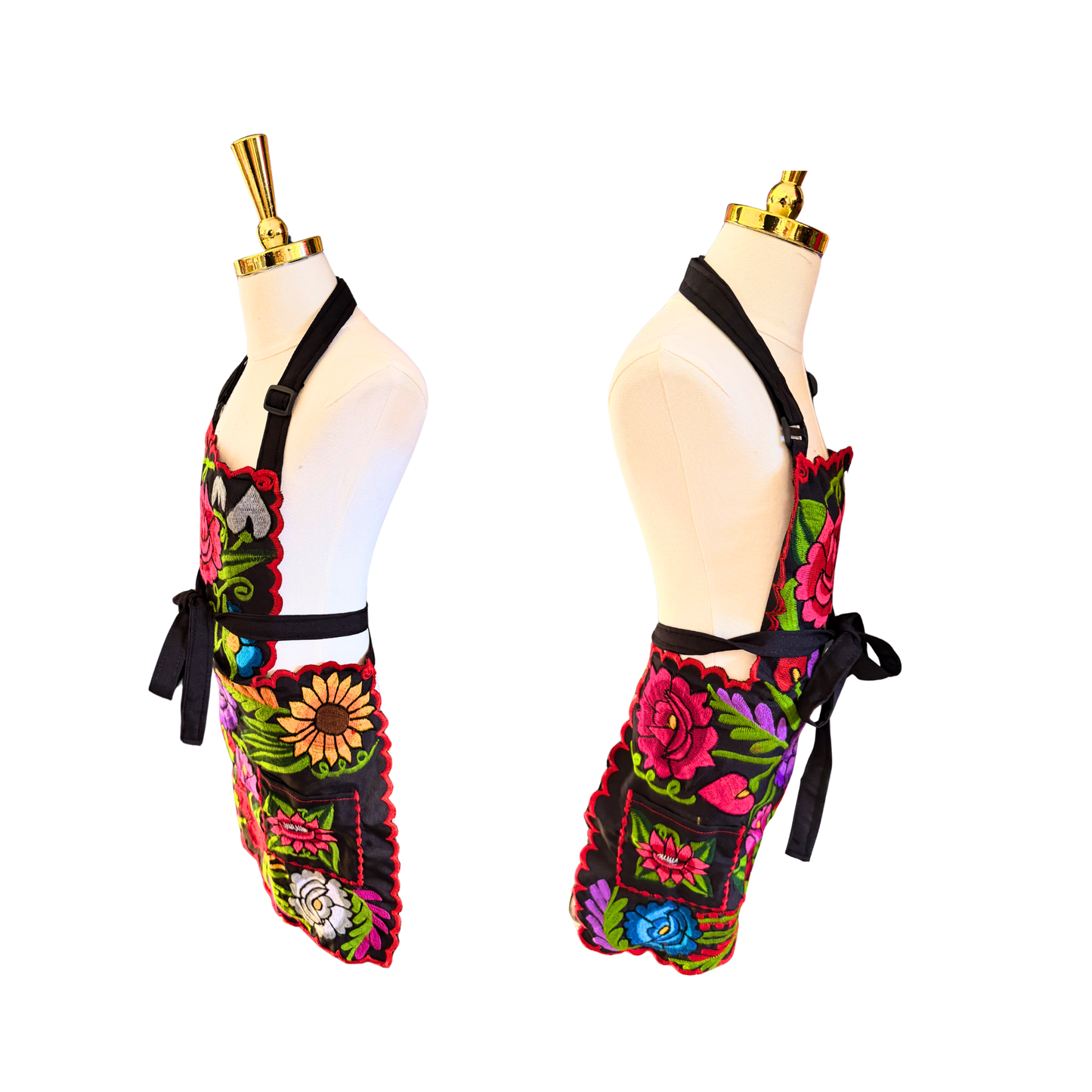 Kids Embroidered Black Multicolor Apron