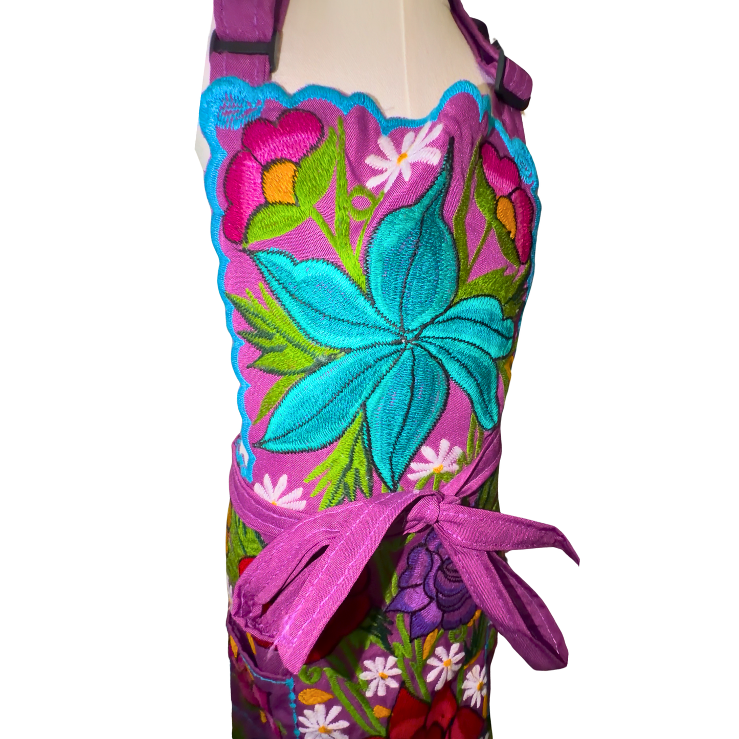 Kids Embroidered Purple Multicolor Apron