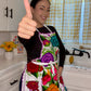 White + Purple Mexican Embroidery Apron