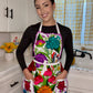 White + Purple Mexican Embroidery Apron