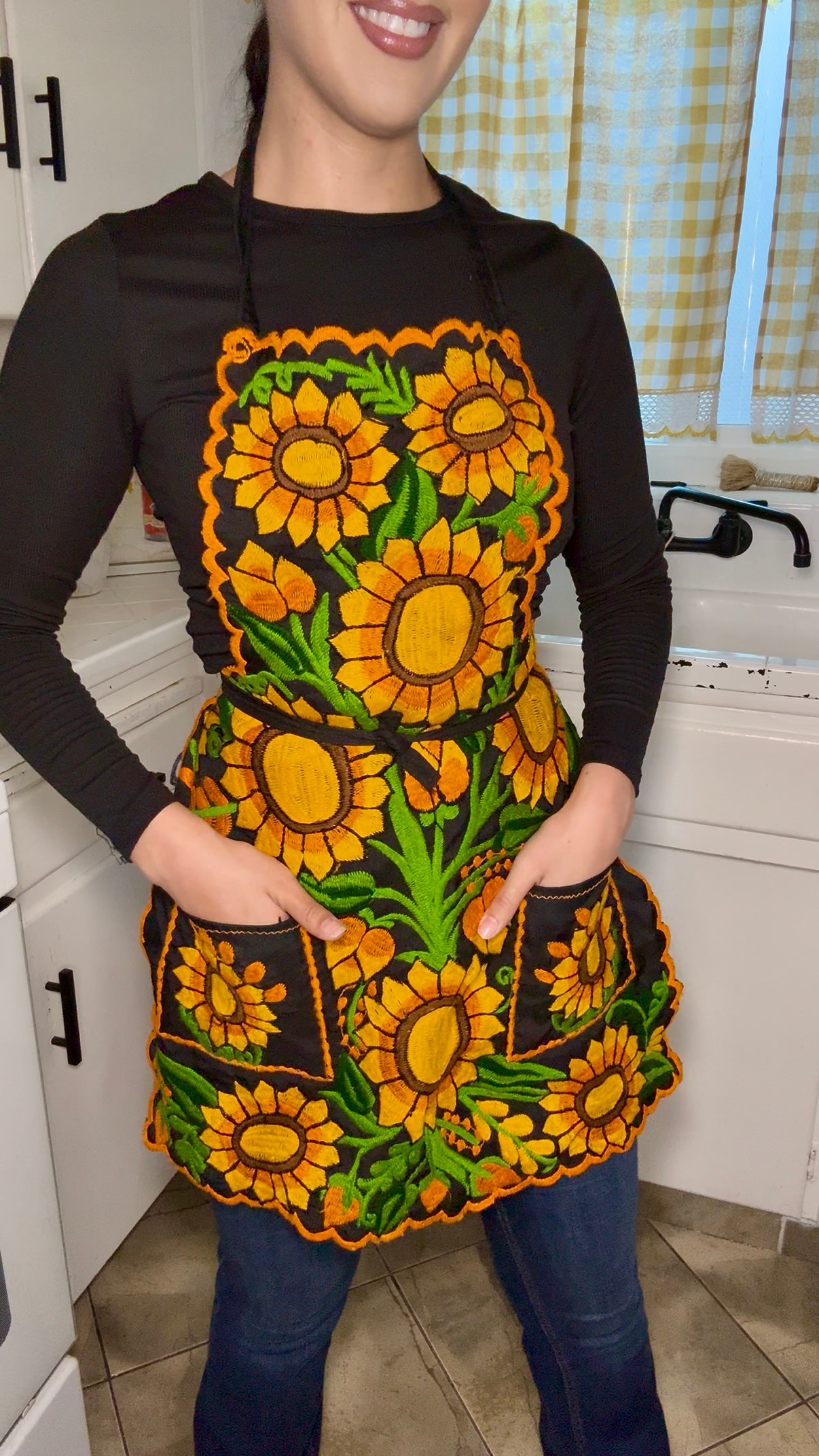 Sunflower Mexican Embroidery Apron