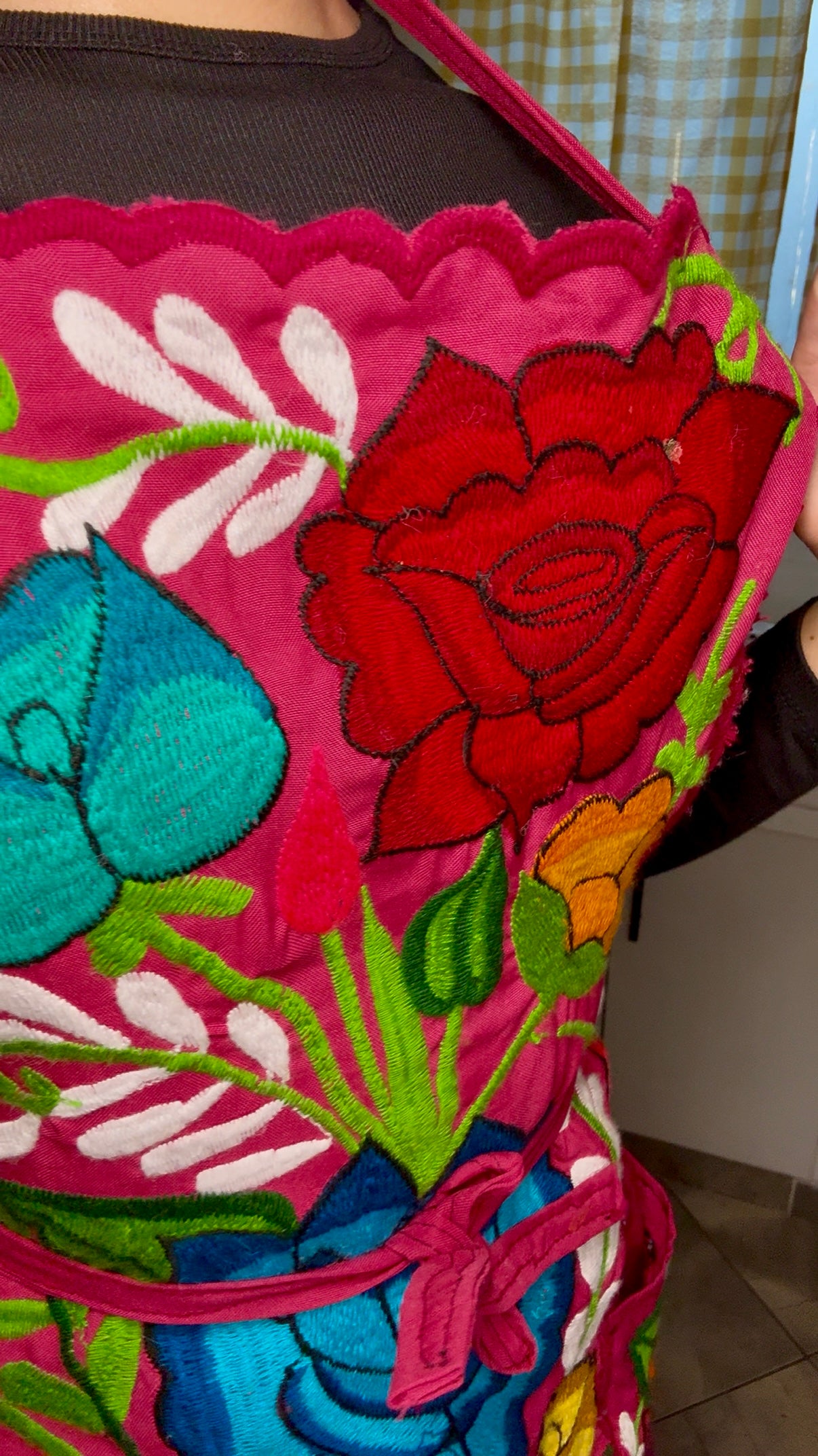 Pink Mexican Embroidery Apron