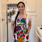 White + Purple Mexican Embroidery Apron