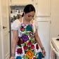 White + Purple Mexican Embroidery Apron