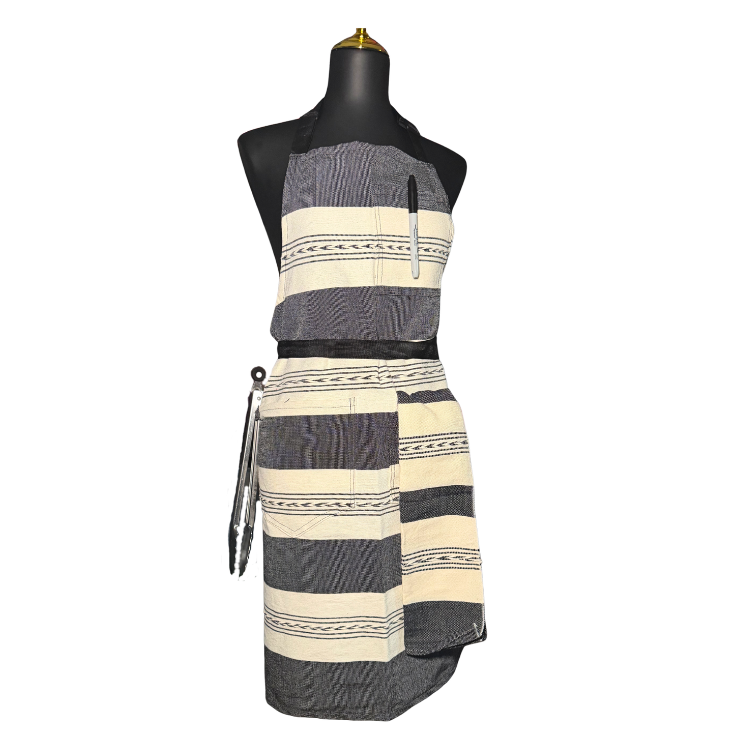 Handwoven Striped Men's Apron, Made in Oaxaca