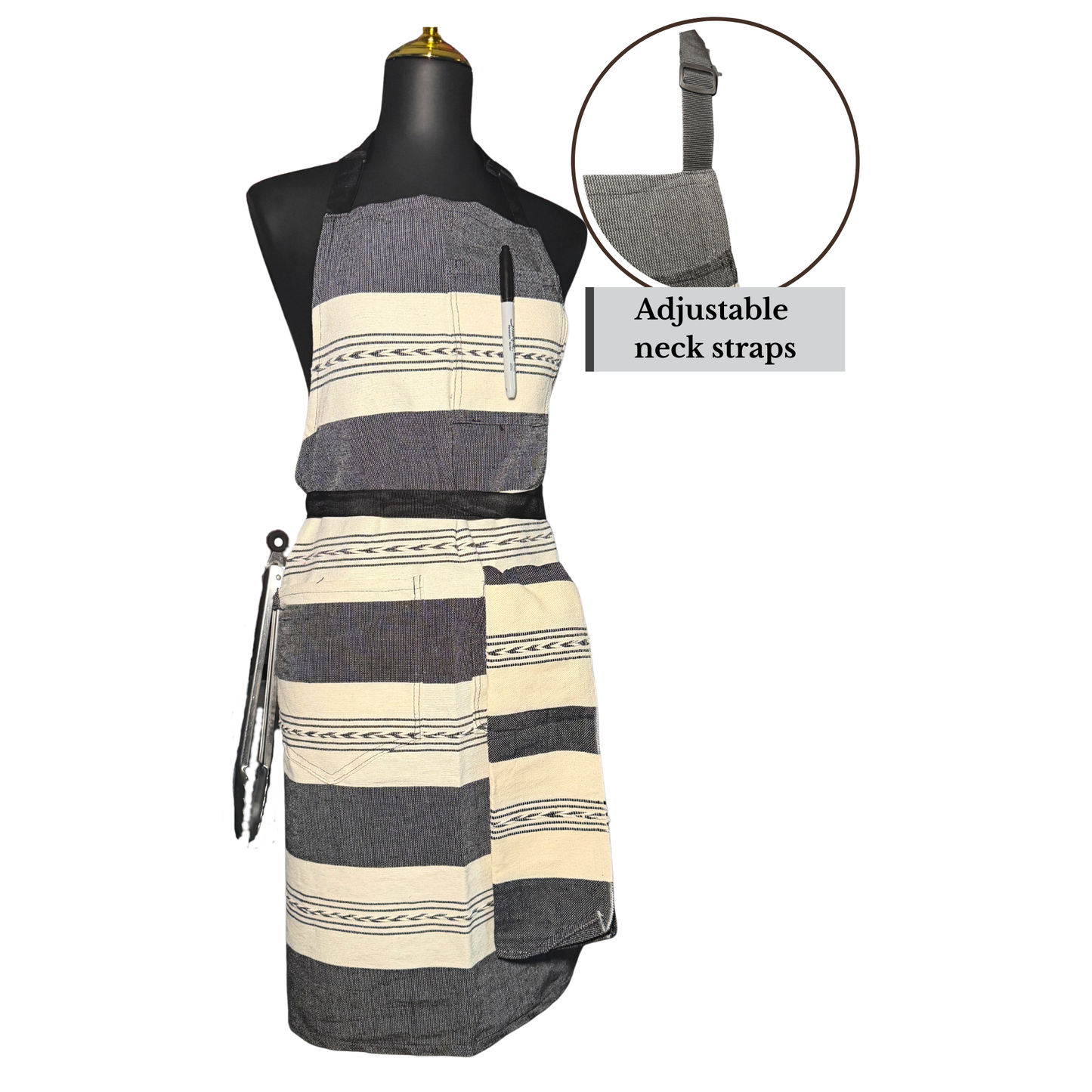 Handwoven Striped Men's Apron, Made in Oaxaca