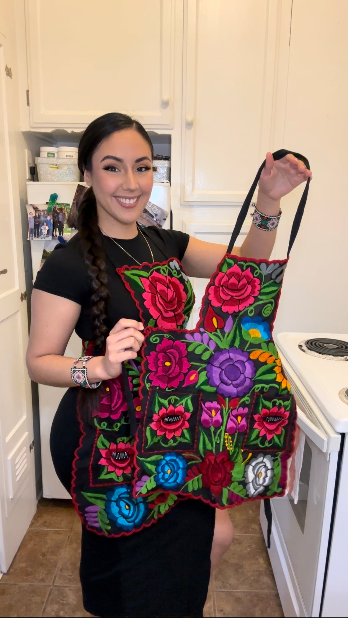 Kid's Black Mexican Embroidery Apron